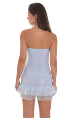 Sequin Strapless Bodycon Dress in Light Blue