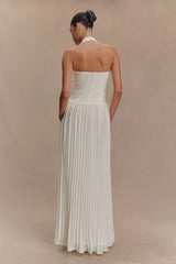 Stacie Pleated Halter Maxi Dress - Ivory
