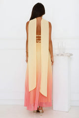 Sunset Magic Strapless Pleated Maxi Dress